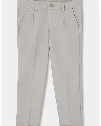 Pantaloni chino din amestec de in, Gri