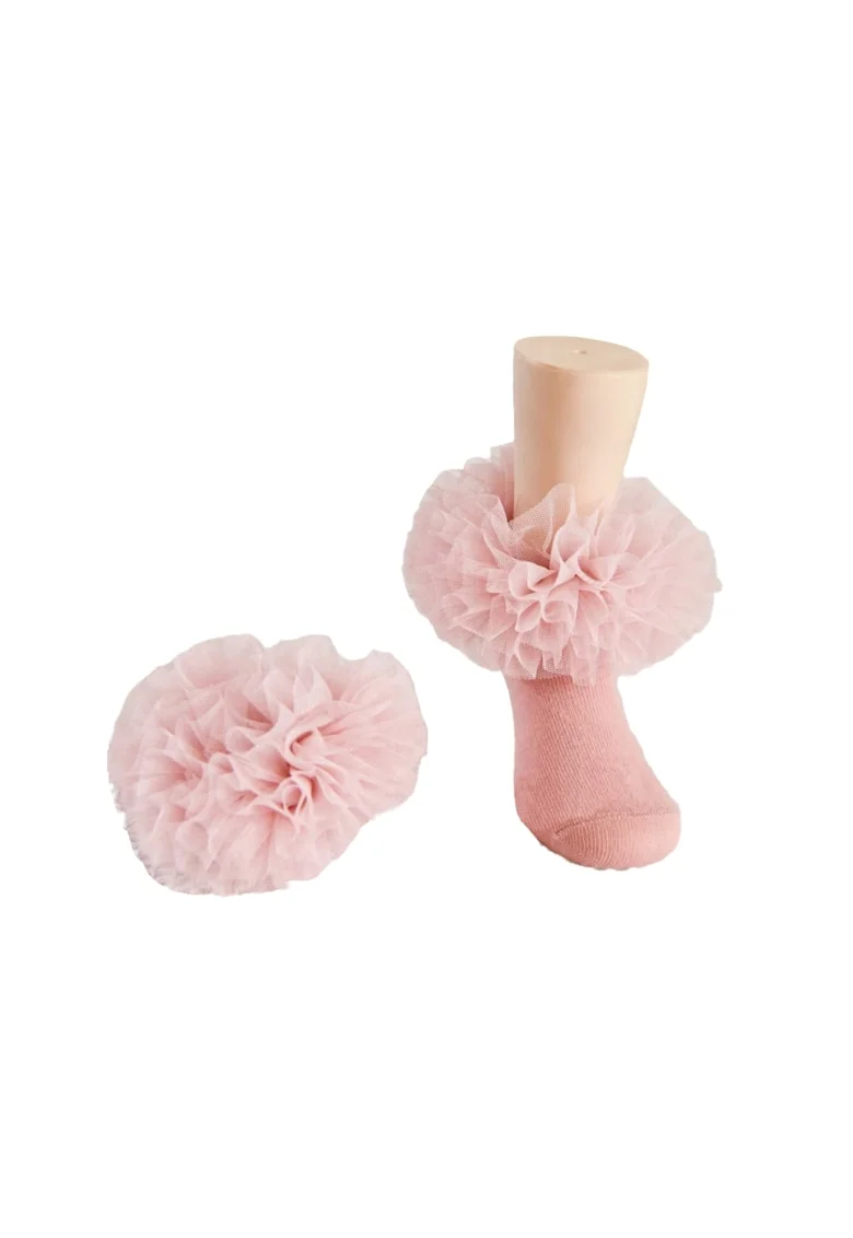 Șosete Balerină Roz cu Tulle Delicat pentru Fetițe - Confort și Eleganță pentru Ocazii Speciale, Roz