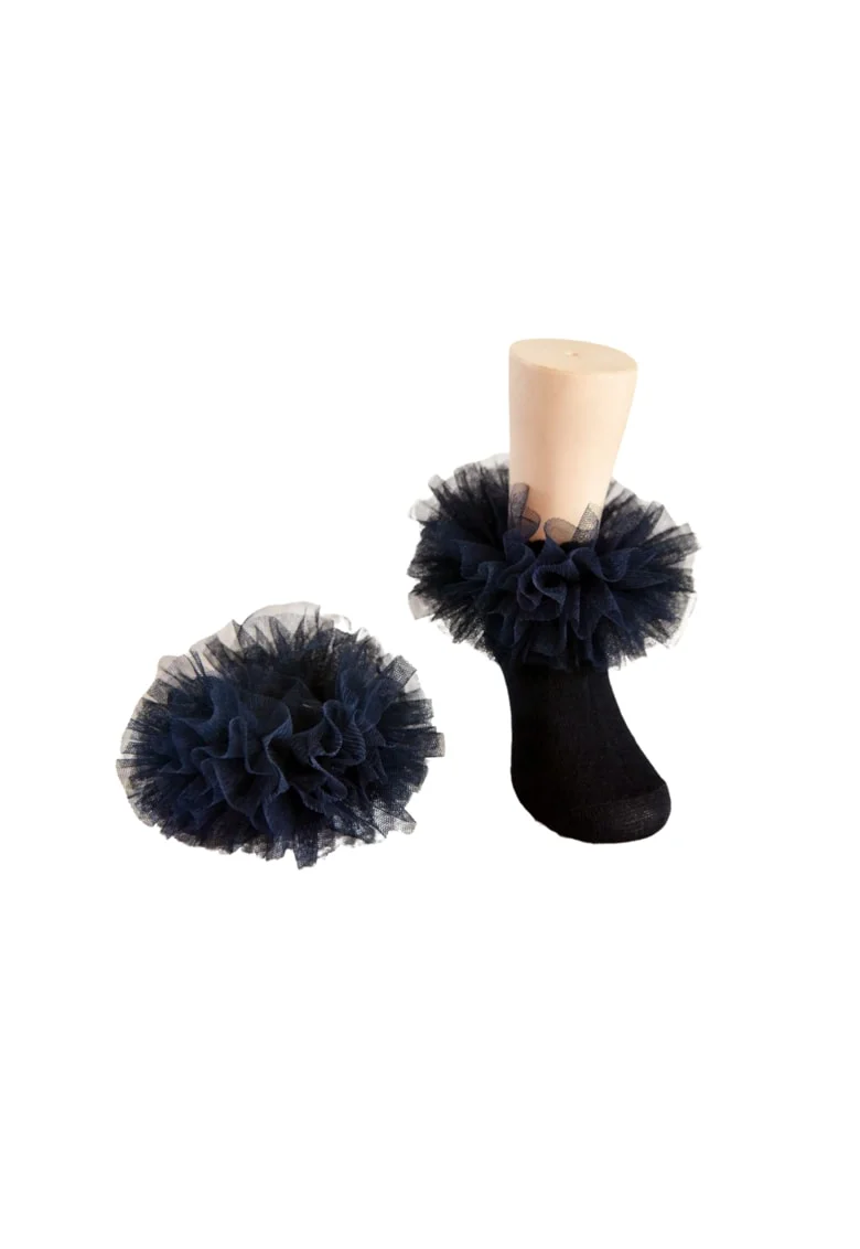 Sosete Balet Negre cu Tulle Elegant – Confort si Stil pentru Micile Fashioniste, Negru