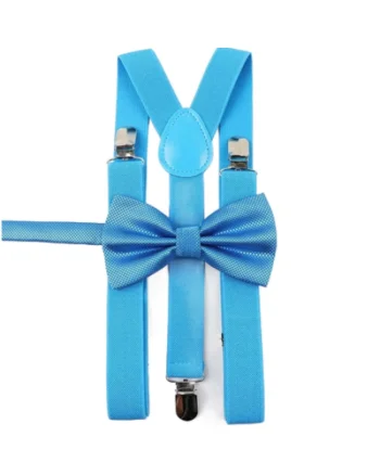 Set elegant pentru baieti – Bretele ajustabile si papion albastru – Accesorii stilate pentru evenimente speciale