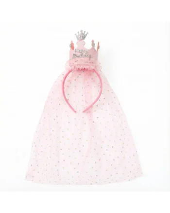 Bentita par fete  Coroana Happy Birthday Tulle Roz Universal