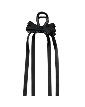 Clama de Par  cu Funda Satinata si Panglici Lungi, Eleganta, Marime Universala, Negru
