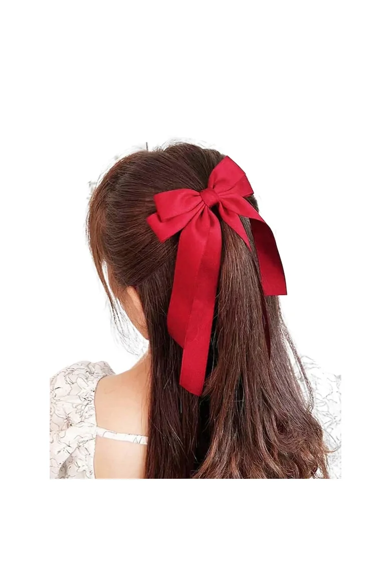 Funda din Satin Rosu pentru Par - Agrafa Eleganta si Versatila, Accesoriu de Inalta Calitate pentru Ocazii Speciale si Zilnice