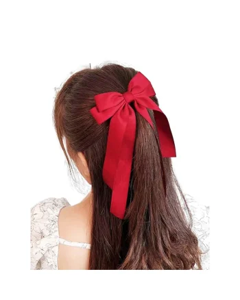 Funda din Satin Rosu pentru Par - Agrafa Eleganta si Versatila, Accesoriu de Inalta Calitate pentru Ocazii Speciale si Zilnice
