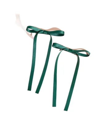 Agrafe de par elegante cu fundite verzi – Accesoriu rafinat pentru fetite, ideal pentru ocazii speciale si utilizare zilnica
