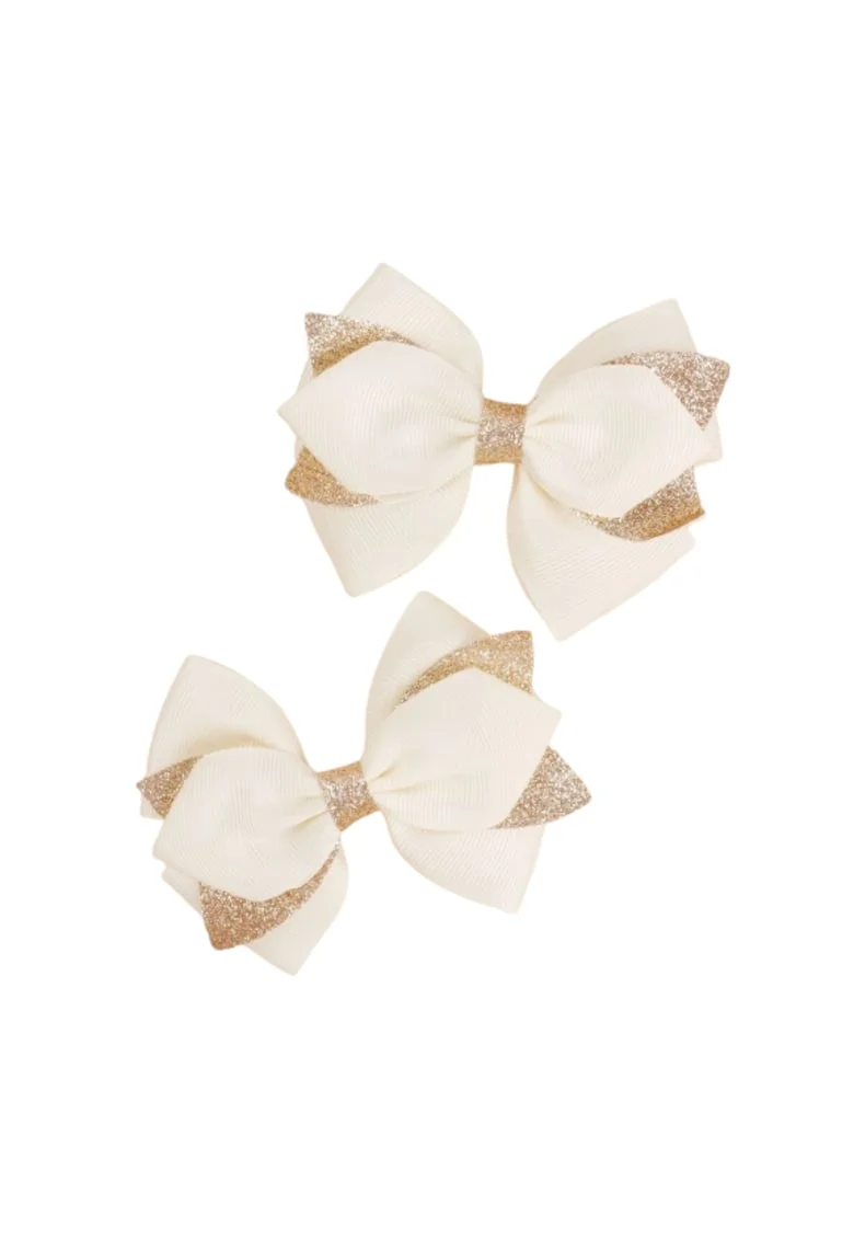 Set 2 Agrafe Fundita Aurii Elegante pentru Fetite – Accesorii Premium, 10 cm, Perfecte pentru Ocazii Speciale si Zilnice