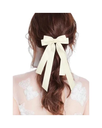 Funda de par crem eleganta din satin, accesoriu versatil pentru coafuri rafinate - Perfecta pentru ocazii speciale si uz zilnic