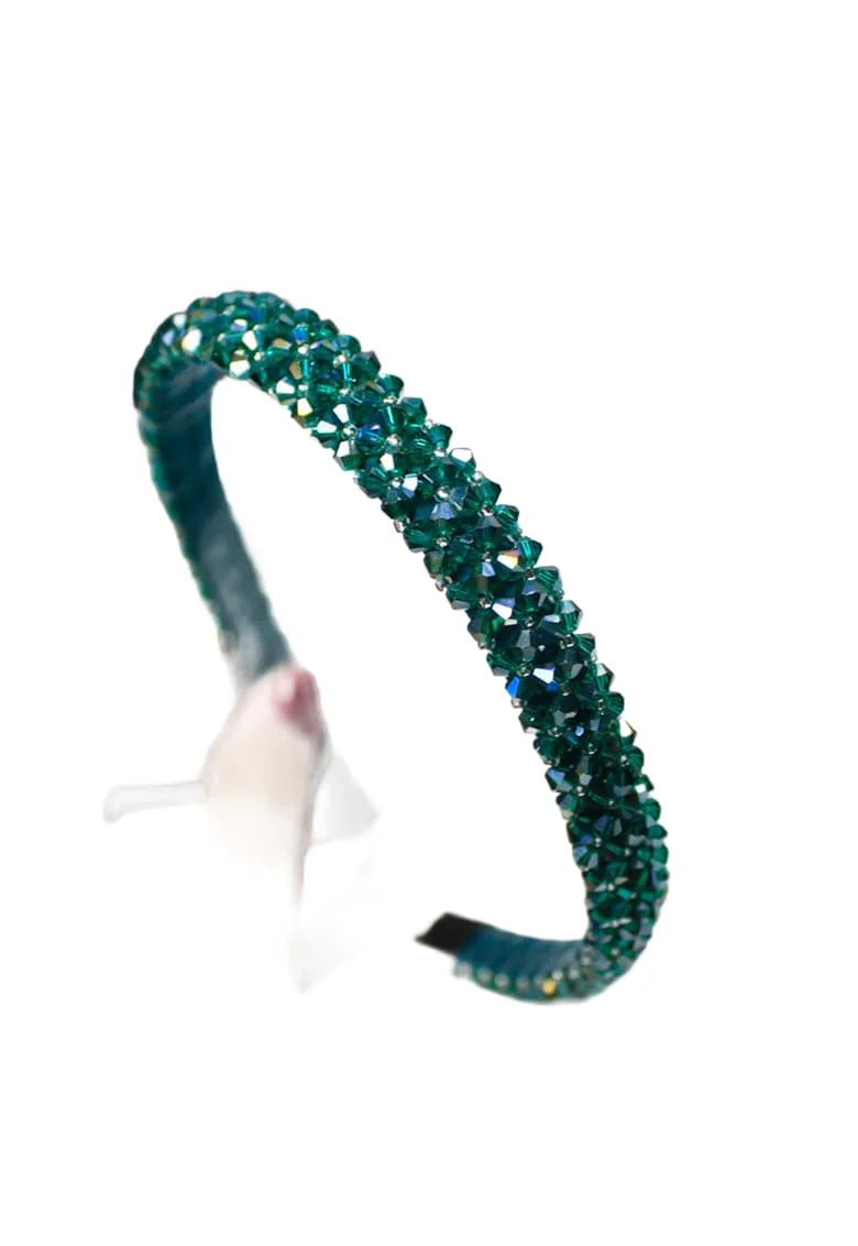 Bentita Verde Eleganta cu Cristale Stralucitoare – Accesoriu Perfect pentru Fetite, Ideal pentru Ocazii Speciale