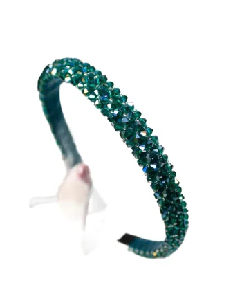 Bentita Verde Eleganta cu Cristale Stralucitoare – Accesoriu Perfect pentru Fetite, Ideal pentru Ocazii Speciale