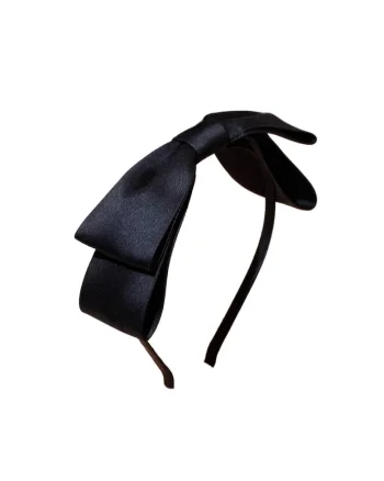 Bentita eleganta din satin negru cu fundita delicata – Accesoriu premium pentru fetite, confort si rafinament