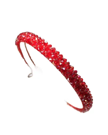 Coronita eleganta pentru fete,  cu cristale rosii, latime 1.5 cm, accesoriu pentru par, reglabila, Rosu