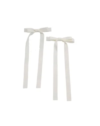 Agrafe crem din satin cu fundite elegante pentru fetite – Accesoriu ideal pentru coafuri zilnice si ocazii speciale