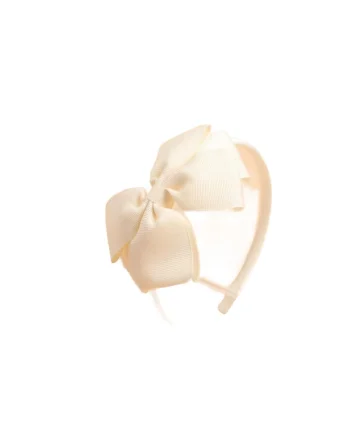 Bentita eleganta pentru fetite cu funda sampanie – Accesoriu perfect pentru ocazii speciale, confortabil si rafinat
