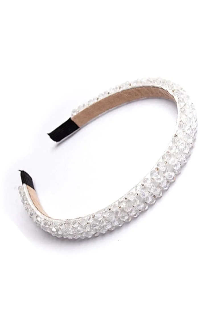 Bentita pentru fete cu cristale albe, accesoriu elegant si confortabil, ideal pentru ocazii speciale