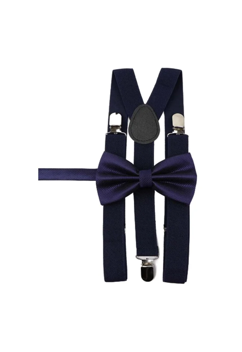 Set Elegant pentru Baieti - Bretele si Papion Bleumarin, Ideal pentru Ocazii Speciale