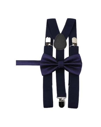 Set Elegant pentru Baieti - Bretele si Papion Bleumarin, Ideal pentru Ocazii Speciale