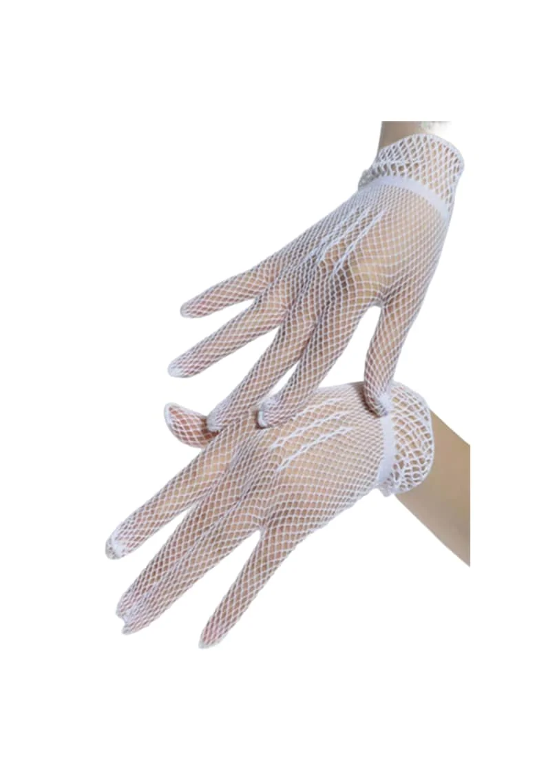 Manusi Elegante Albe din Plasa Fina - Accesoriu Ideal pentru Evenimente Speciale si Tinute Festive