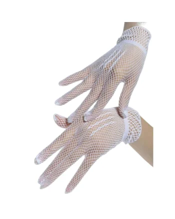 Manusi Elegante Albe din Plasa Fina - Accesoriu Ideal pentru Evenimente Speciale si Tinute Festive