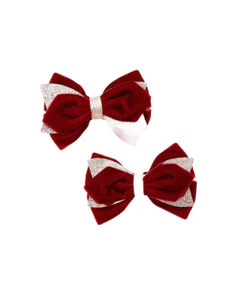 Fundite din Catifea Bordo pentru Par, Set de 2 Agrafe Elegante, Accesorii Premium pentru Fetite, Fixare Sigura si Design Stralucitor