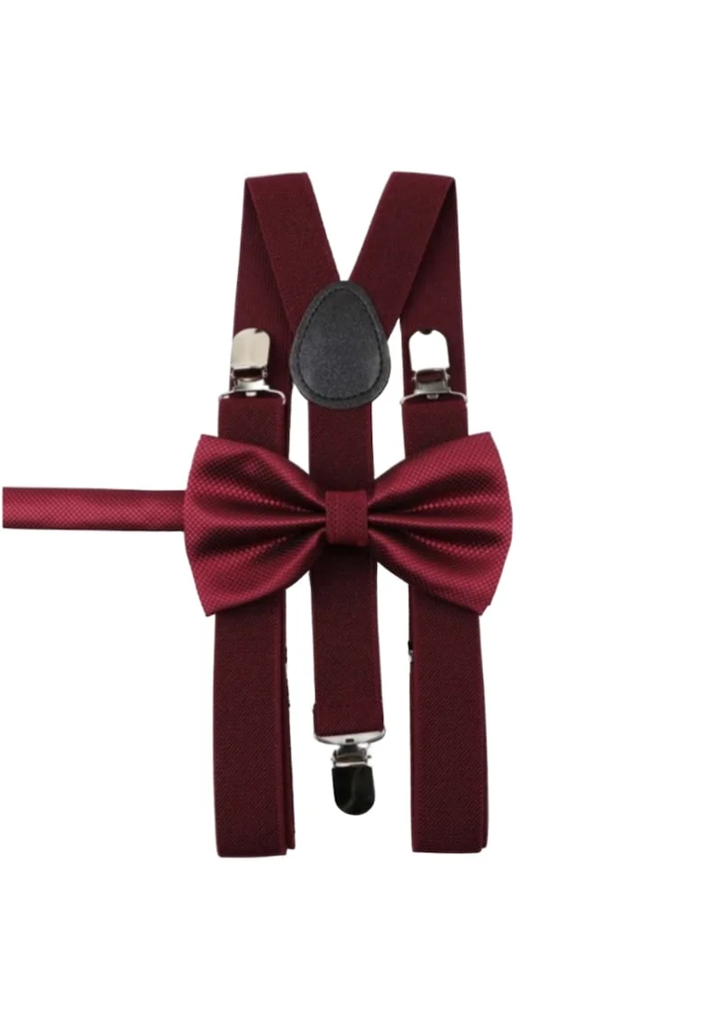 Set Bretela si Papion Bordo pentru Baieti - Accesorii Elegante pentru Ocazii Speciale si Zilnice
