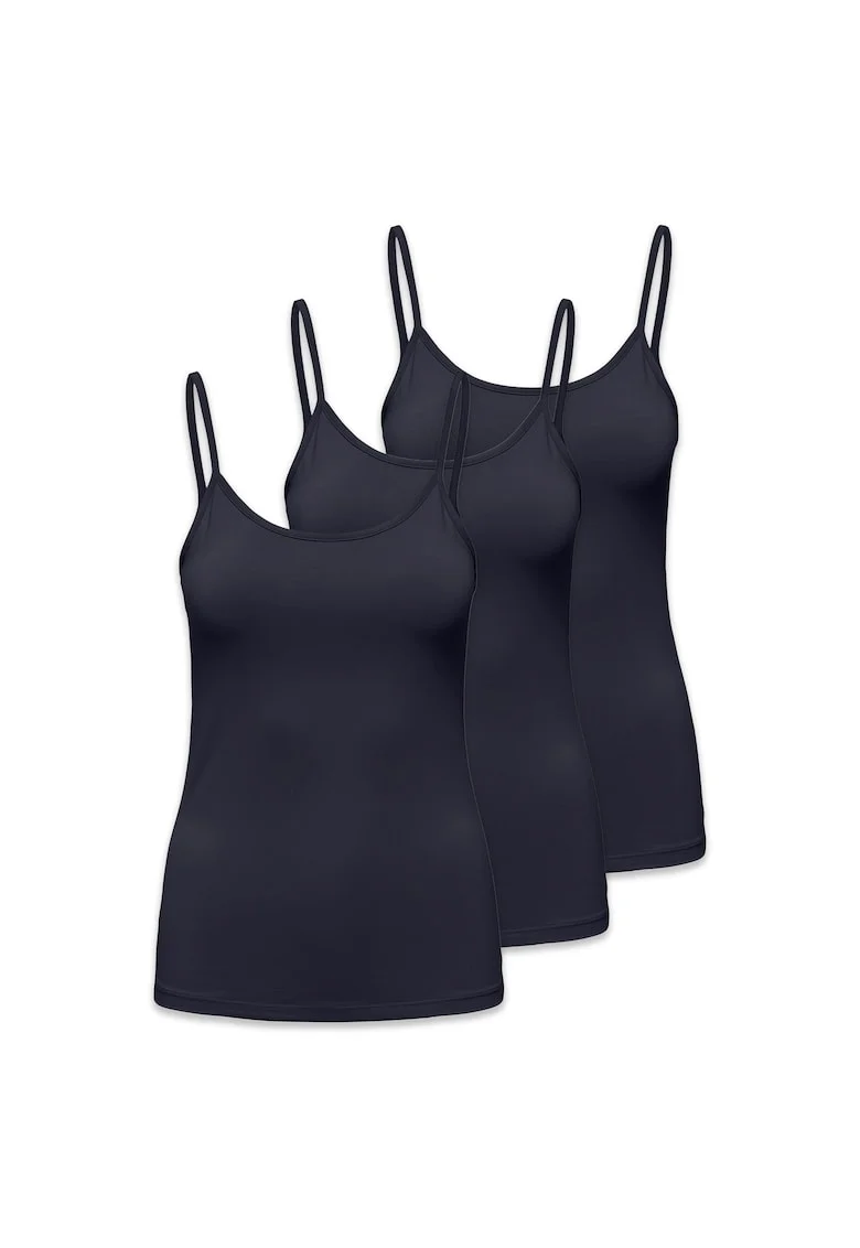 Set de topuri cu model uni - 3 piese, Negru