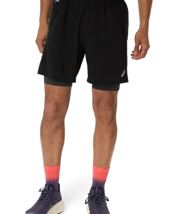 Pantaloni scurti cu design 2-in-1, pentru alergare Road, Negru