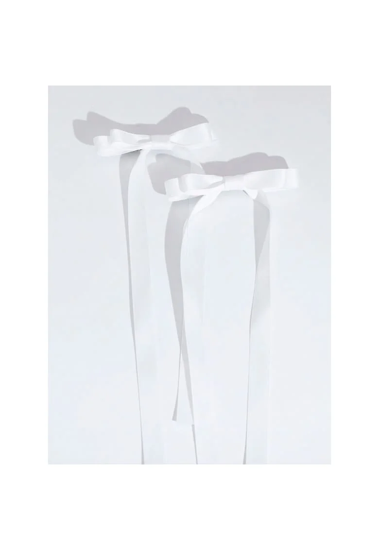Agrafe de par elegante cu fundite albe din satin, 10x30 cm – Accesoriu ideal pentru coafuri de ocazie si de zi cu zi