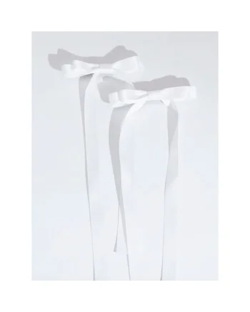 Agrafe de par elegante cu fundite albe din satin, 10x30 cm – Accesoriu ideal pentru coafuri de ocazie si de zi cu zi