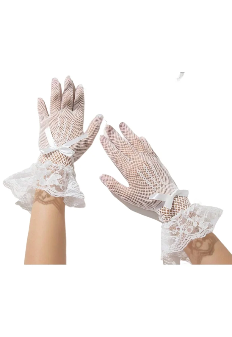 Manusi Elegante pentru Fetite - Accesoriu Ideal pentru Ocazii Speciale, cu Fundita si Dantela Delicata