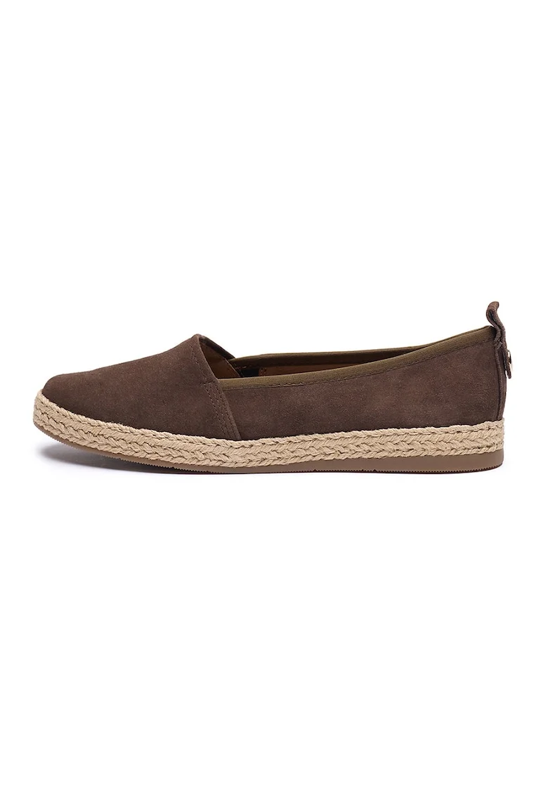 Espadrile de piele intoarsa cu varf rotund, Maro inchis