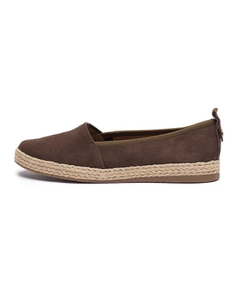 Espadrile de piele intoarsa cu varf rotund, Maro inchis