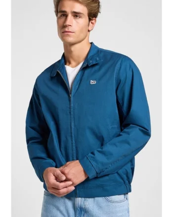 Geaca barbati,  model Harrington, bumbac, albastru, fermoar