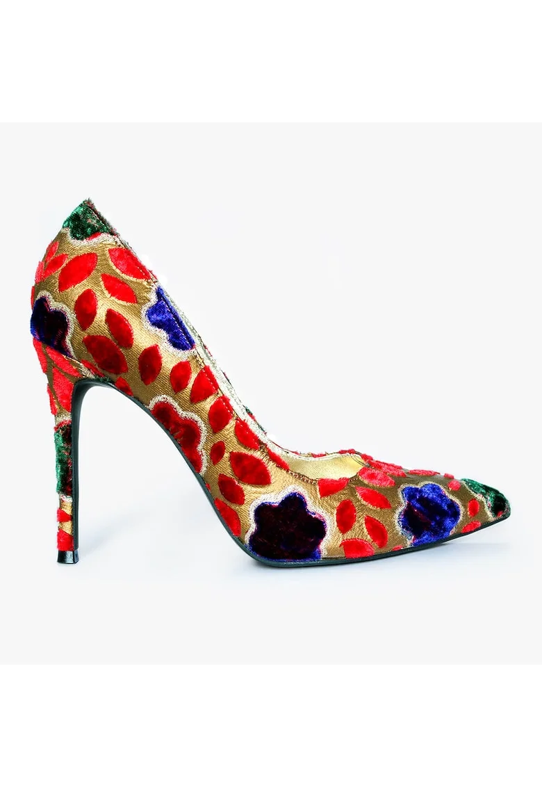 Pantofi Stiletto din material textil, Bonifa, Multicolor