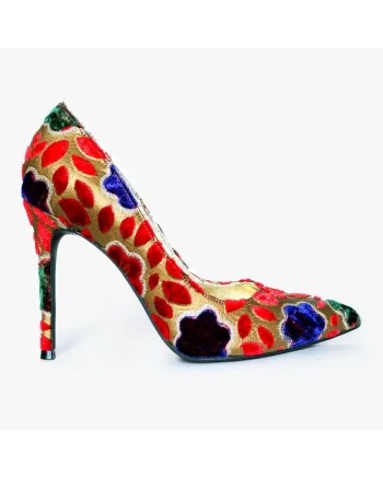 Pantofi Stiletto din material textil, Bonifa, Multicolor