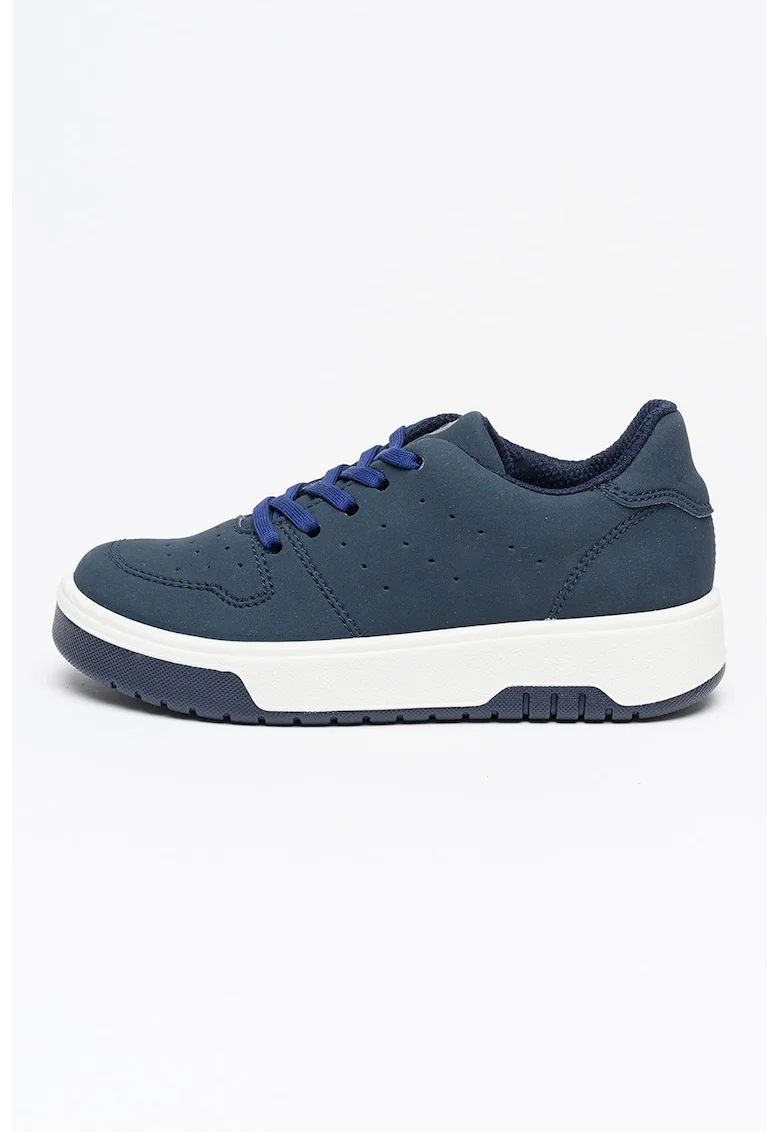 Pantofi sport din piele ecologica cu model uni, Bleumarin