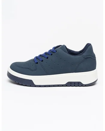 Pantofi sport din piele ecologica cu model uni, Bleumarin