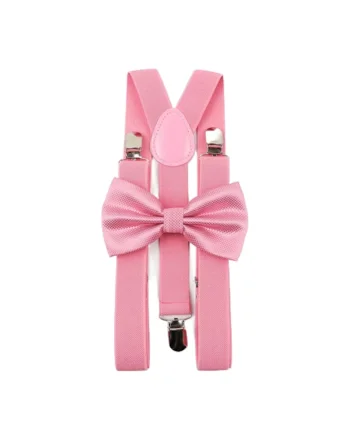 Set elegant pentru baieti - Bretele si Papion Accesorii Stilate pentru Ocazii Speciale, Roz
