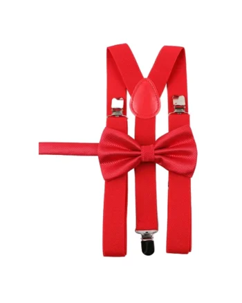 Set elegant pentru baieti - Bretele si Papion Accesorii Stilate pentru Ocazii Speciale, Rosu