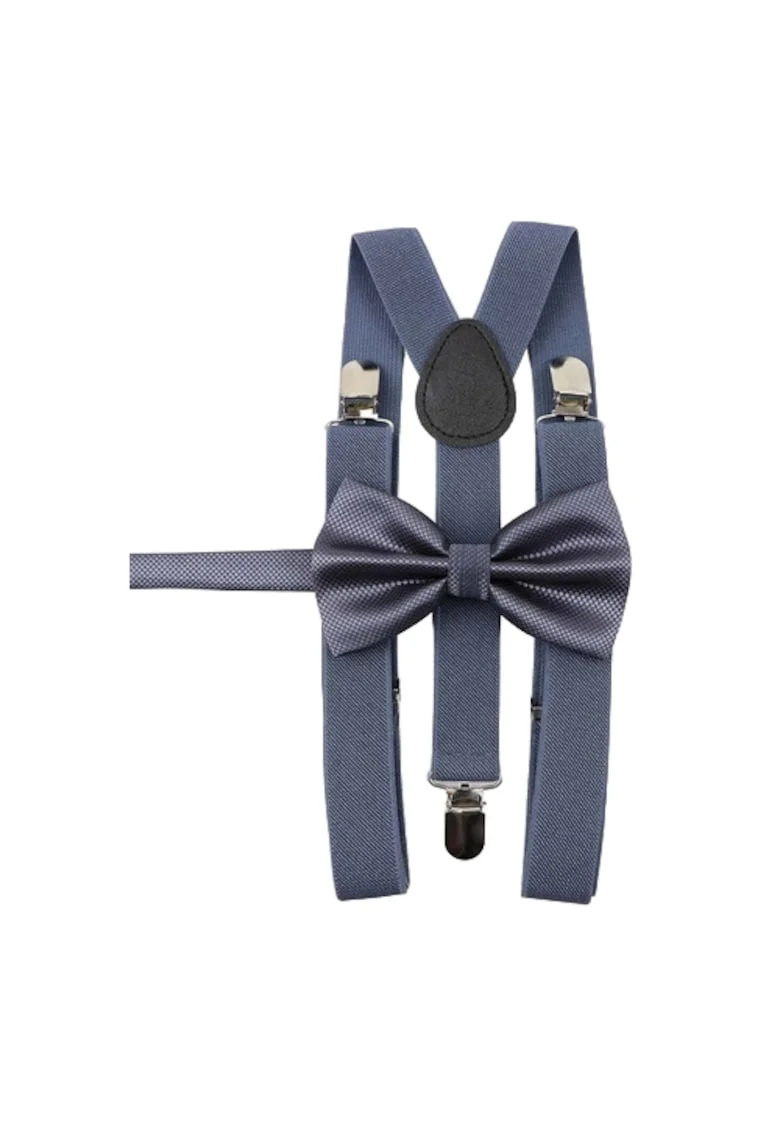 Set Elegant pentru Baieti Bretele si Papion Accesorii pentru Ocazii Speciale, Gri