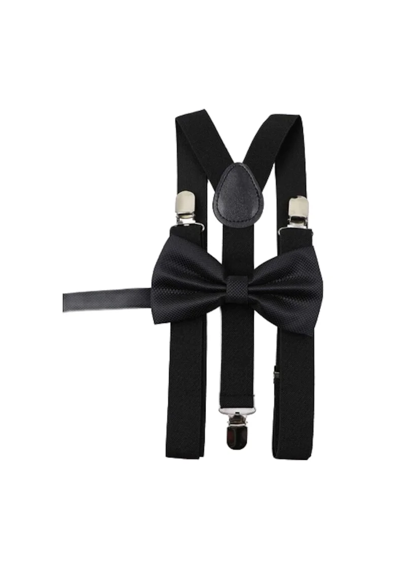 Set Elegant pentru Baieti Bretele si Papion Accesorii pentru Ocazii Speciale, Negru