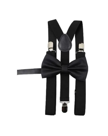 Set Elegant pentru Baieti Bretele si Papion Accesorii pentru Ocazii Speciale, Negru