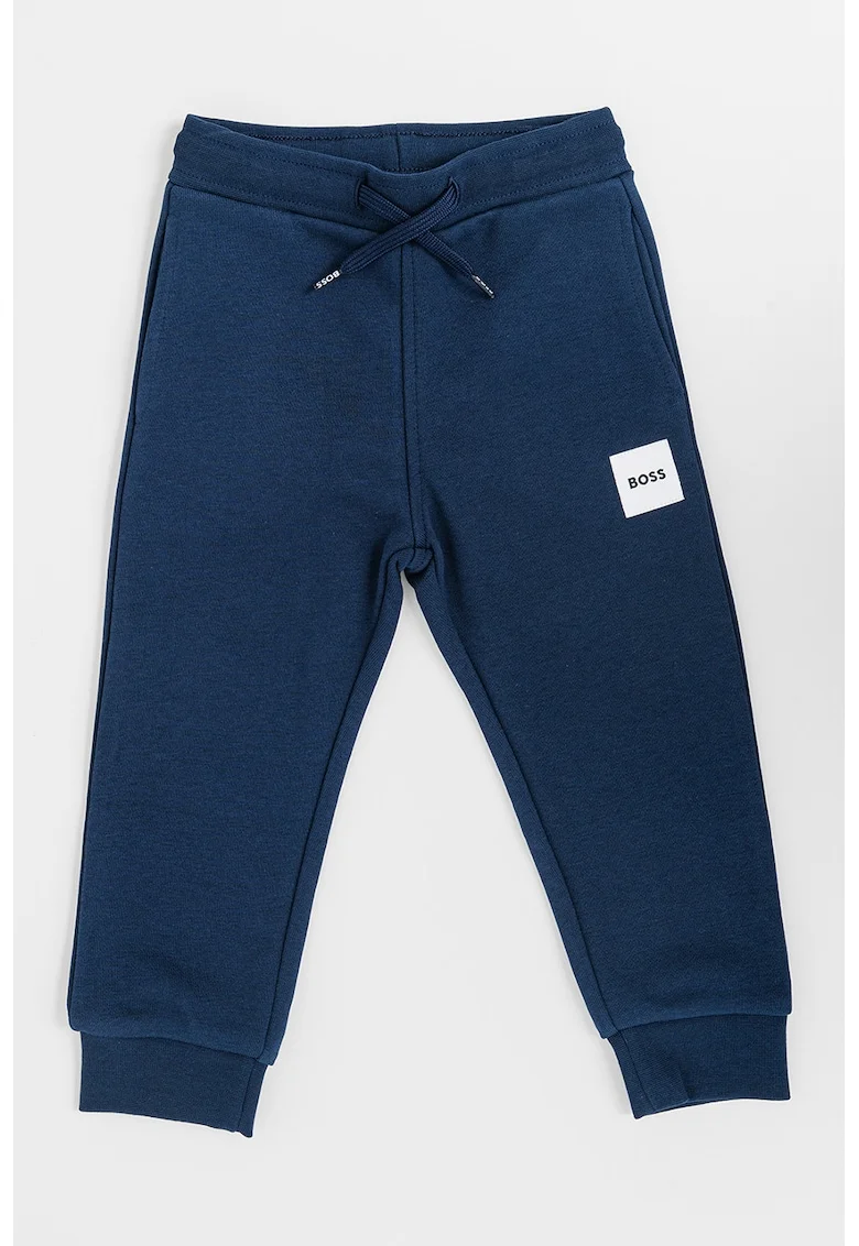 Pantaloni de trening cu snur si aplicatie logo, Bleumarin