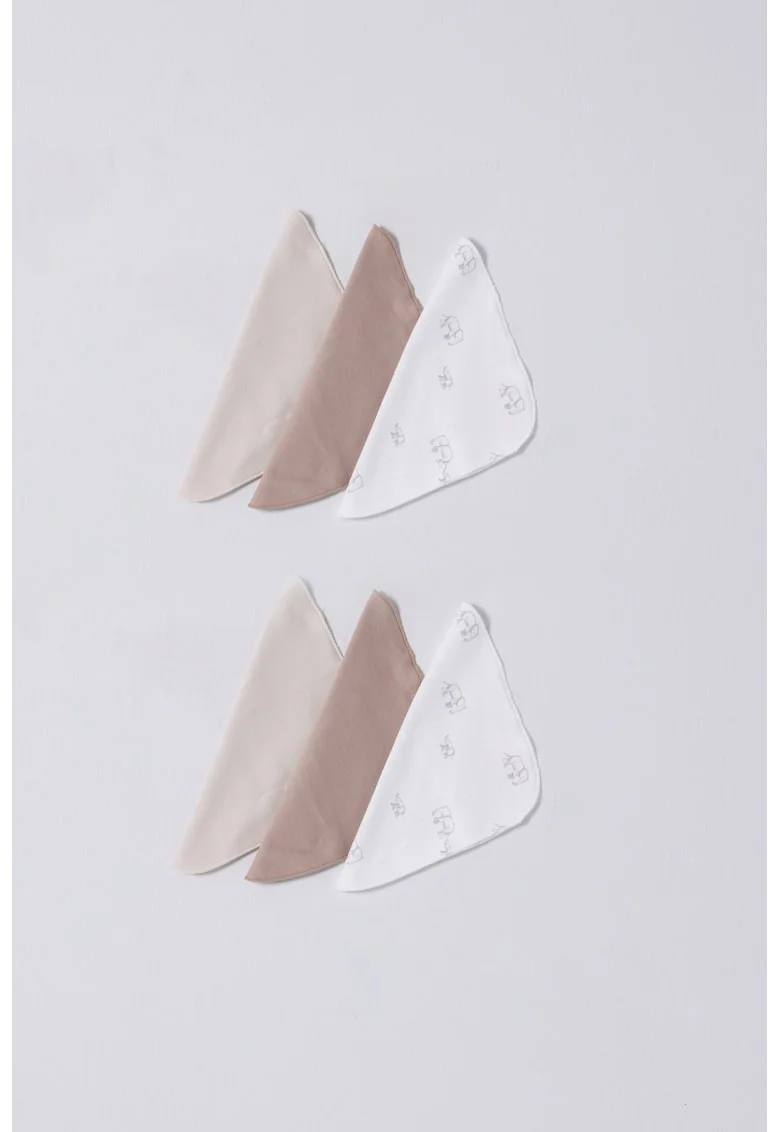 Set de prosoape mici - 6 piese, Maro inchis/Maro taupe deschis/Alb optic