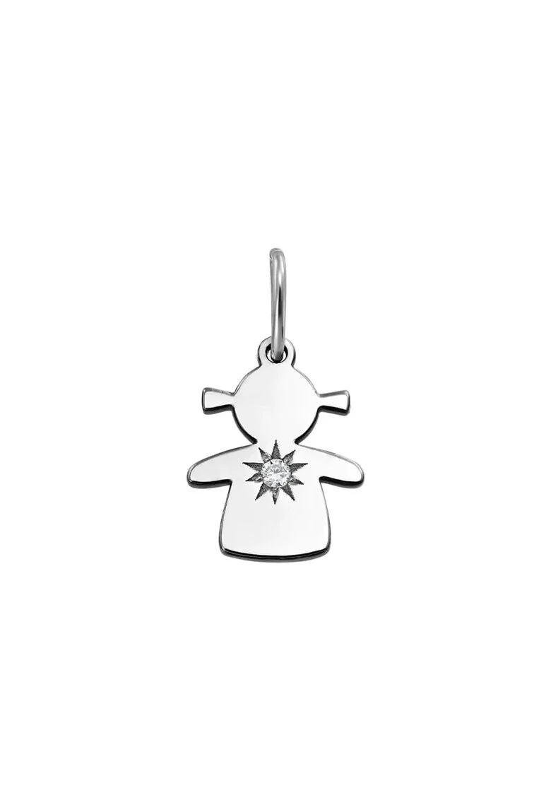 Pandantiv din aur de 14k decorat cu un diamant, Argintiu