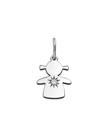 Pandantiv din aur de 14k decorat cu un diamant, Argintiu