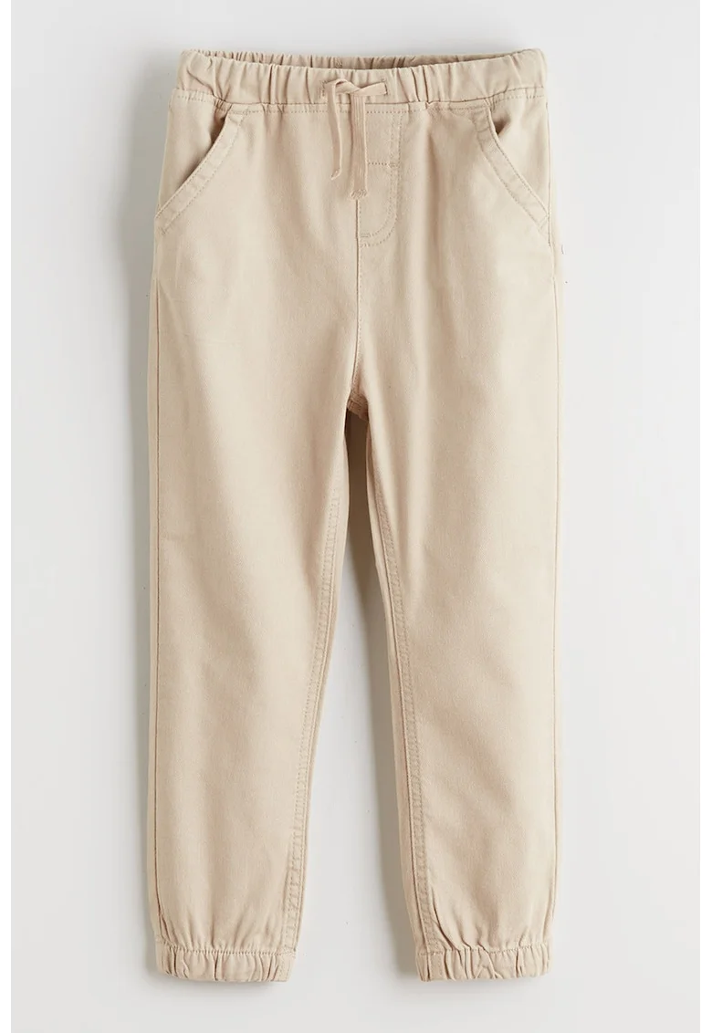 Pantaloni cu croiala conica si talie ajustabila, Bej