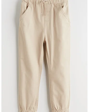 Pantaloni cu croiala conica si talie ajustabila, Bej