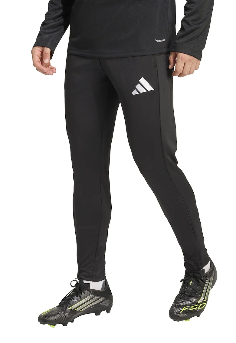 Pantaloni slim fit pentru fotbal, Alb/Negru