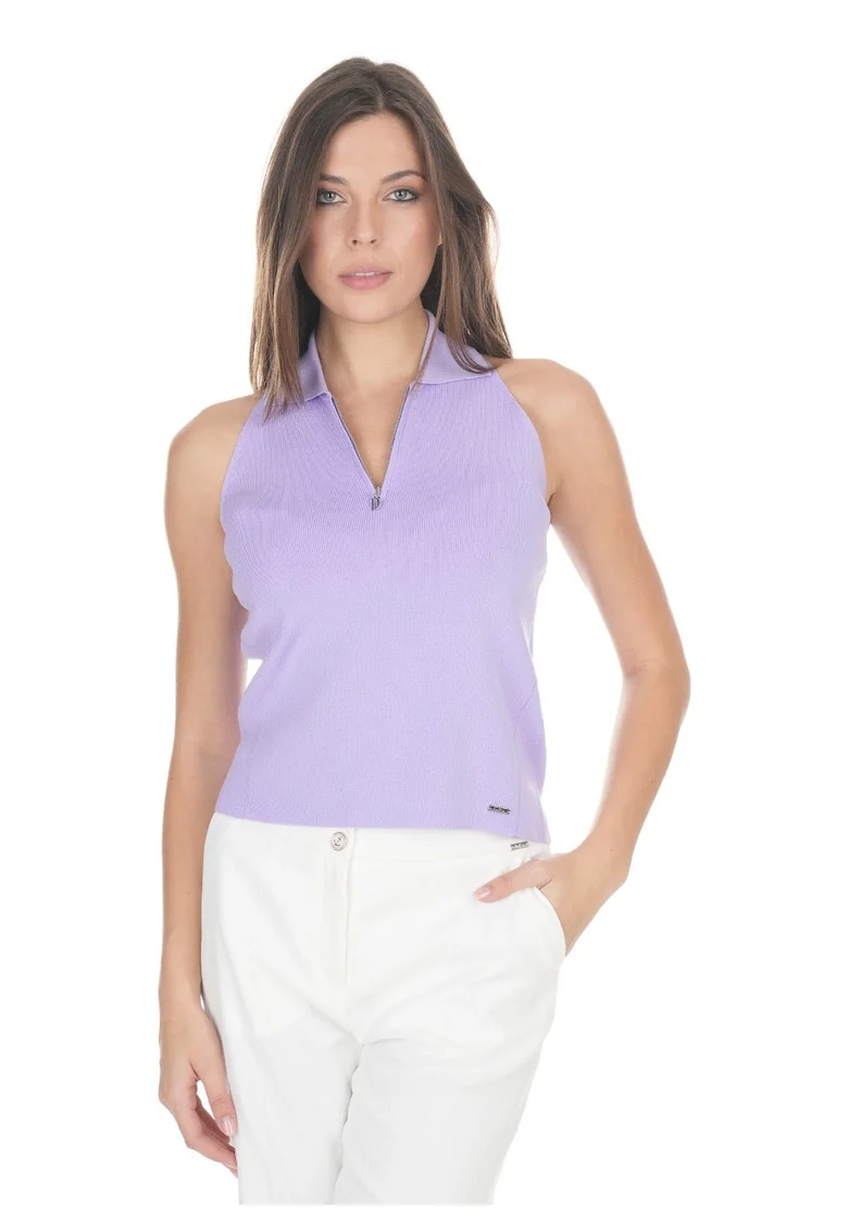 Top polo cu fermoar scurt