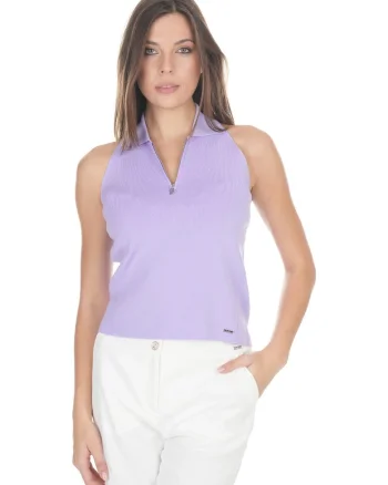 Top polo cu fermoar scurt
